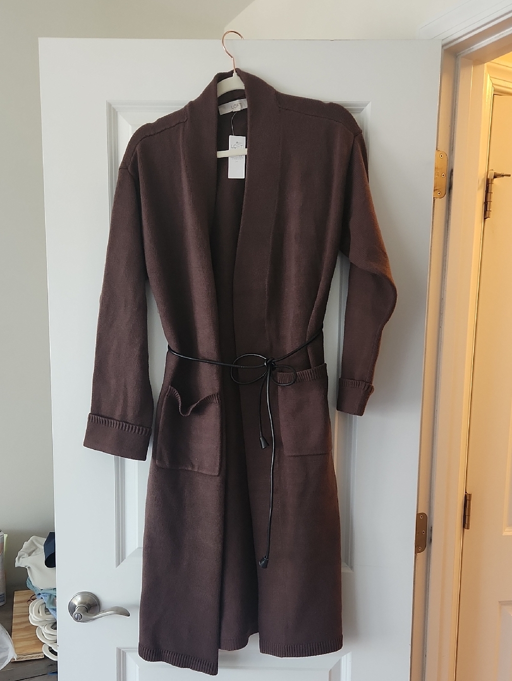 Loft Women’s Brown Long Belted Cardigan